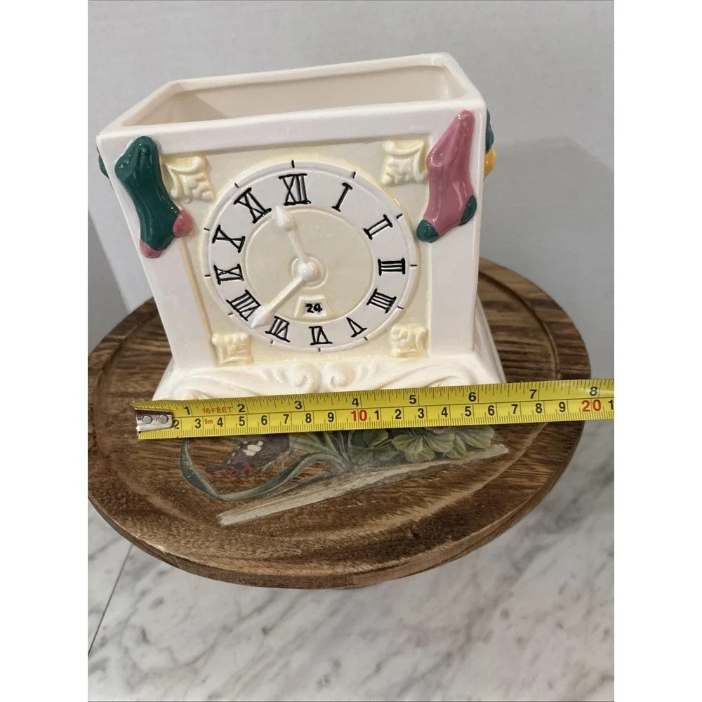 Cat Mouse Applause Inc 5 Pc Set Tea Pot Creamer Napkin Holder Lids Clock Pink